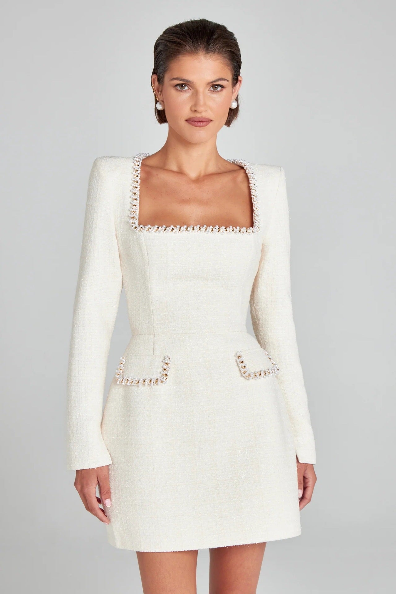 Marion - Vestido feminino elegante com os detalhes da conta e da conta