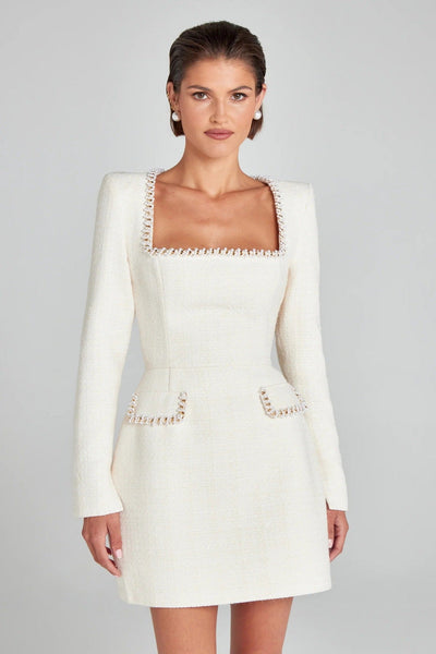 Marion - Vestido feminino elegante com os detalhes da conta e da conta