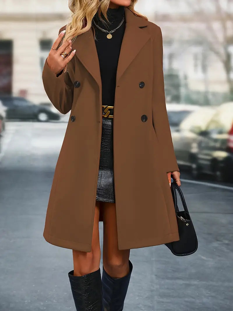 Élégant trench-coat réversible pour femme avec col à revers