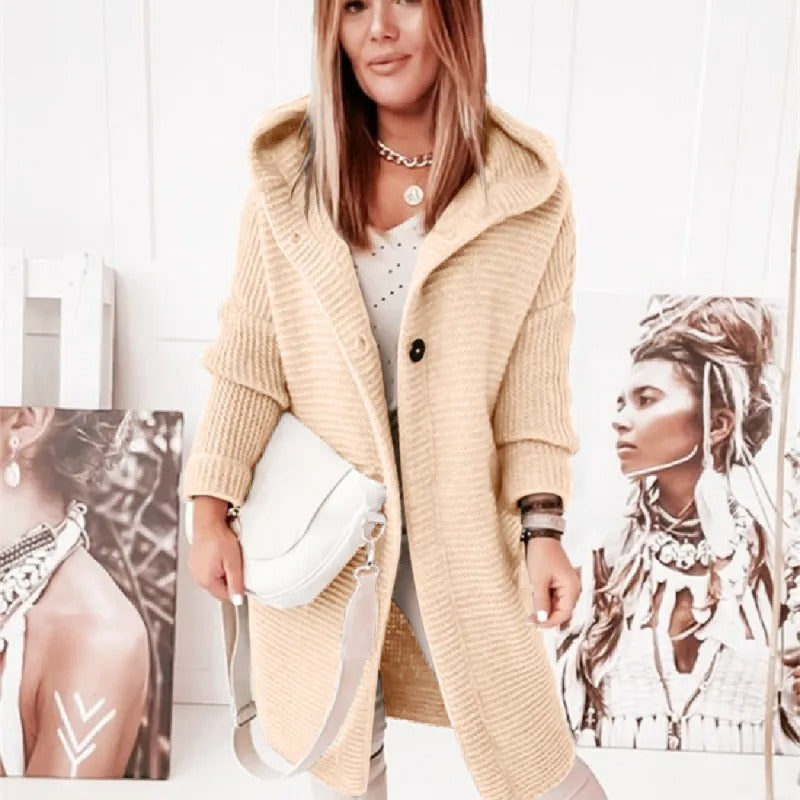Cardigan da mulher elegante com capuz - estilo Caxemira