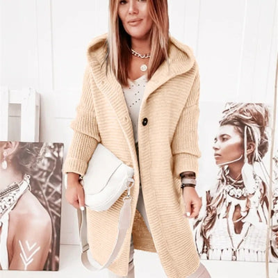 Cardigan da mulher elegante com capuz - estilo Caxemira