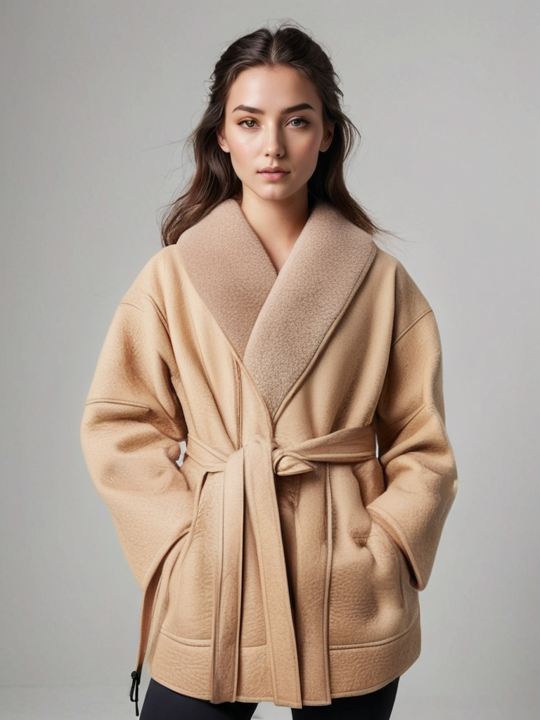 Jaqueta de inverno de couro elegante com forro de cabelo feminino