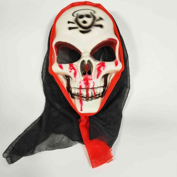 Conjunto Grimora | acessórios para Halloween capa, máscaras esqueleto e foice