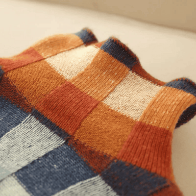 Suave jersey de caxemira de gola alta | Design elegante patchwork