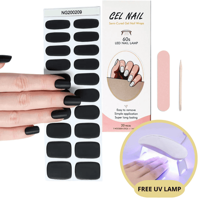 Set of nail gel stickers with UV lamp