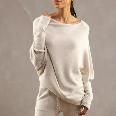 Jersey asymétrique en maille avec épaules découvertes
