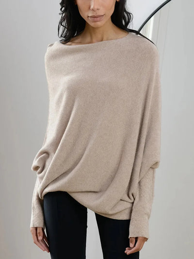 Jersey asymétrique en maille avec épaules découvertes
