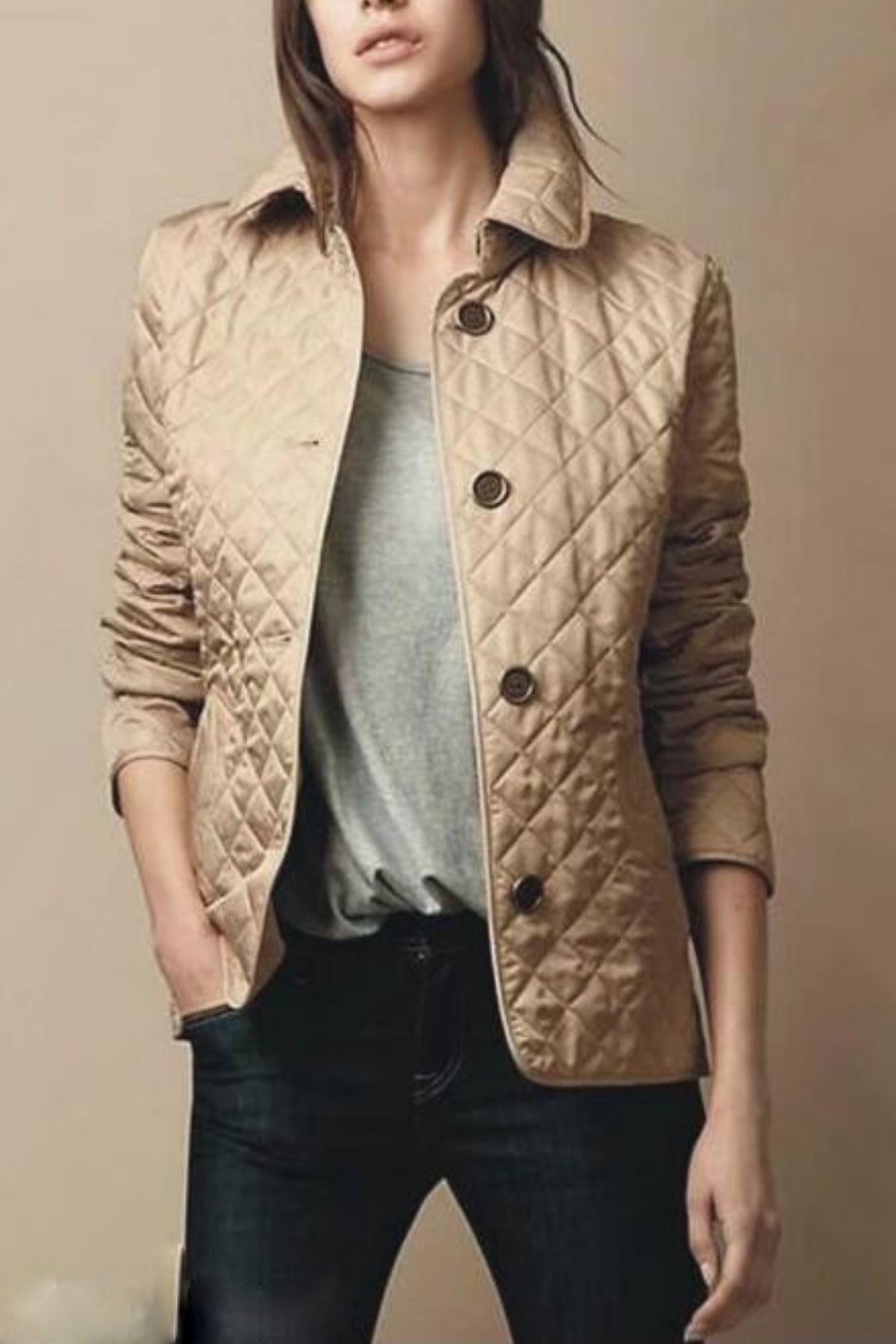 Kylee | Jaqueta feminina do Puffer Casual | Botão para baixo