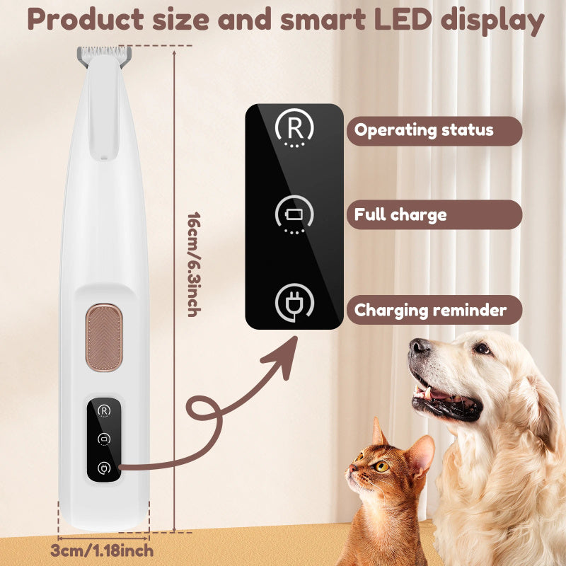 Cortador à prova d'água para cães e gatos com luz LED e lâmina de aço inoxidável largo