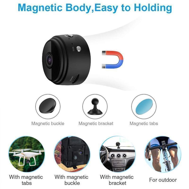 Minivisão | 1080p Mini Magnetic WiFi Câmera - Câmara de segurança portátil HD com visão noturna
