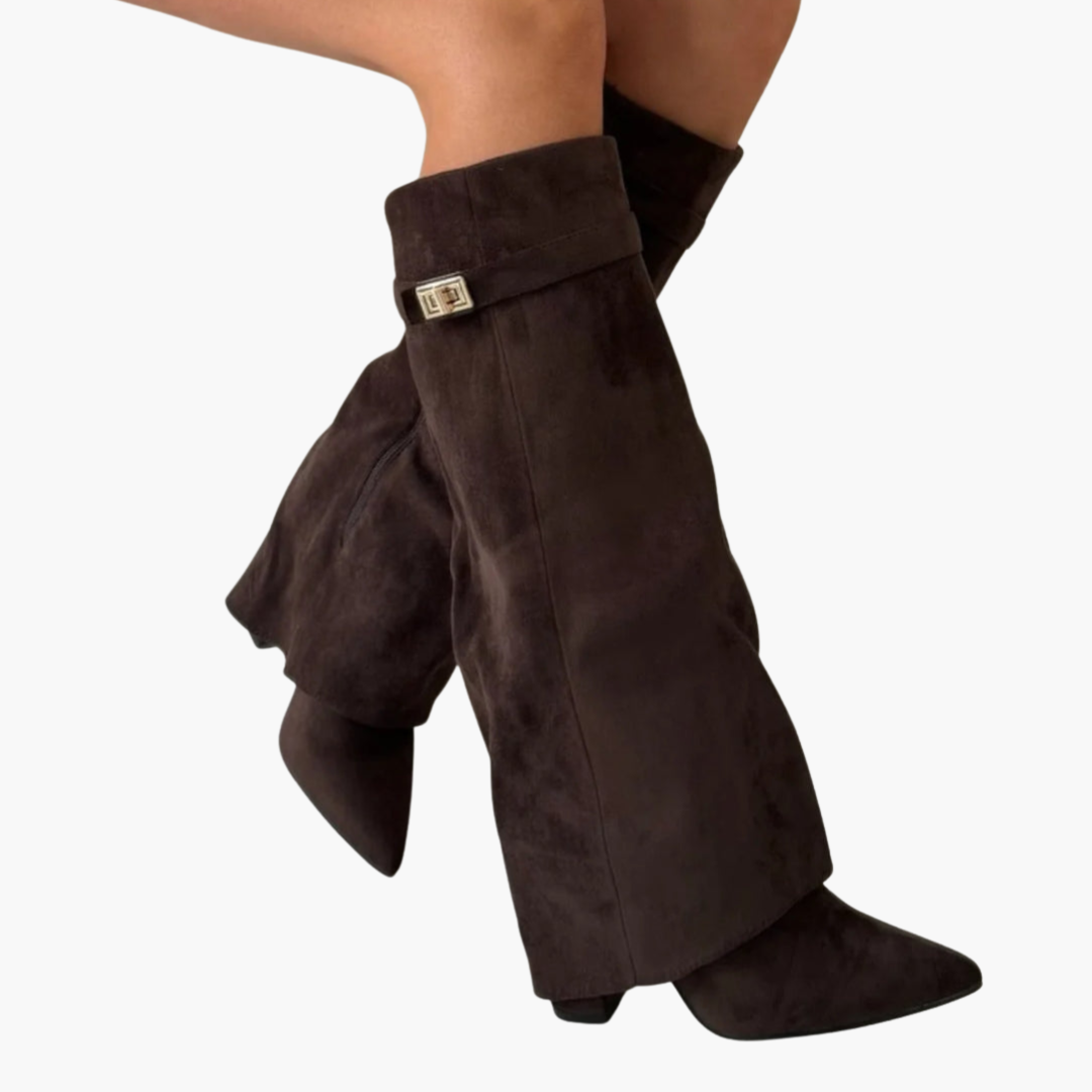 Stivali ortopedici in camoscio con tacco basso da donna