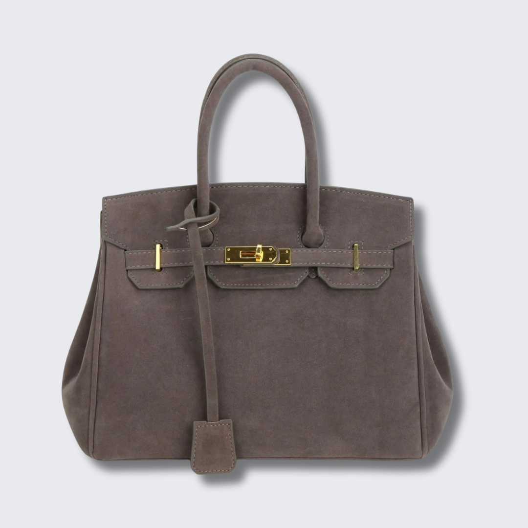 Kelly | Borsa a tracolla in camoscio con ferrature dorate