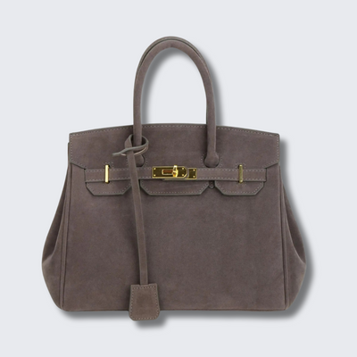 Kelly | Borsa a tracolla in camoscio con ferrature dorate