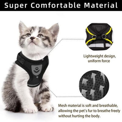 Arnés para gatos ajustable, transpirable y luminoso
