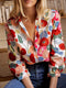 Viena Blusa Vermelha Floral Mulher elegante Court feminina verão