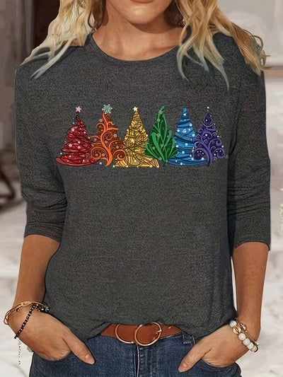 Jersey de Navidad con árboles de Navidad de colores