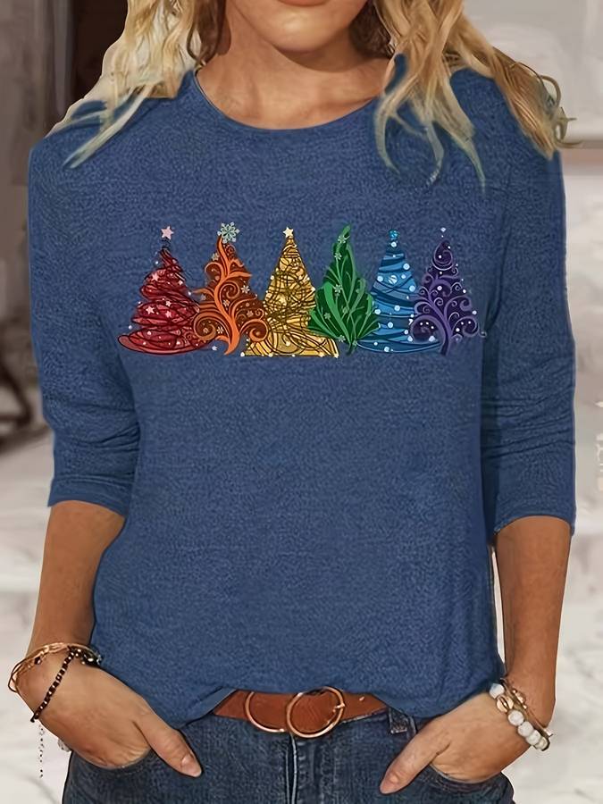 Jersey de Navidad con árboles de Navidad de colores