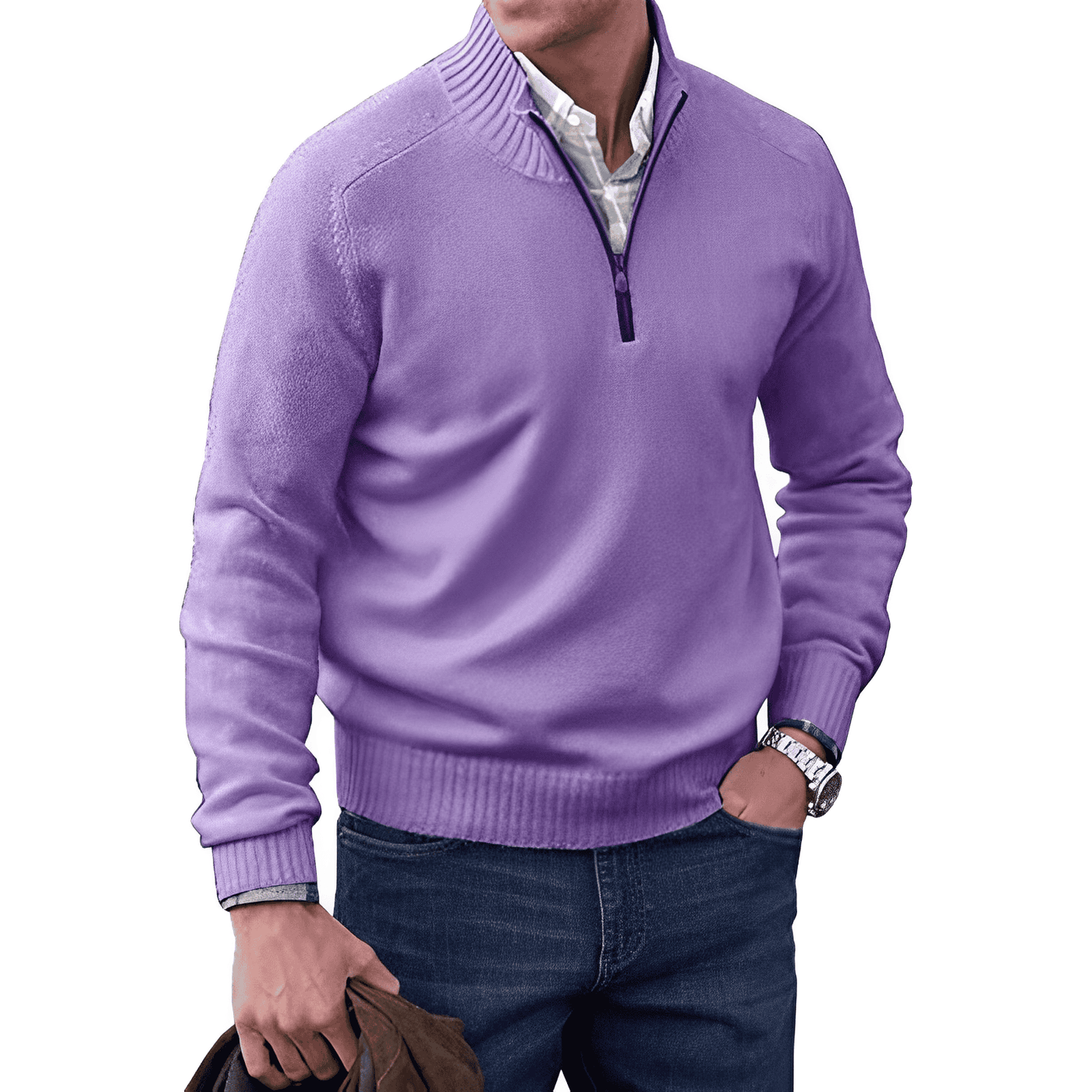 Elegante Jersey de Benoit da Caxemira com zíper