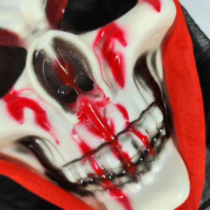 Conjunto Grimora | acessórios para Halloween capa, máscaras esqueleto e foice