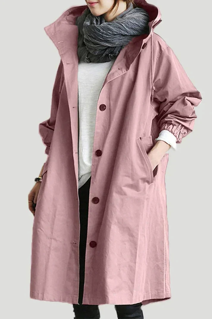 Waterdichte Dames Trenchcoat met Capuchon – Lang & Warm