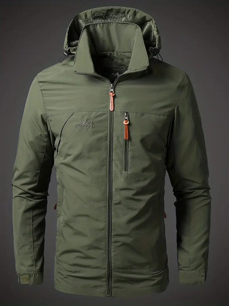Capa de chuva à prova d'água masculina e bolsos de zíper ao ar livre