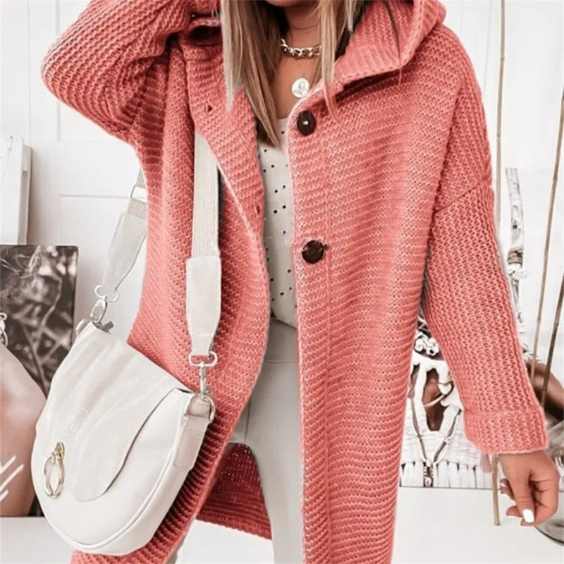 Cardigan da mulher elegante com capuz - estilo Caxemira