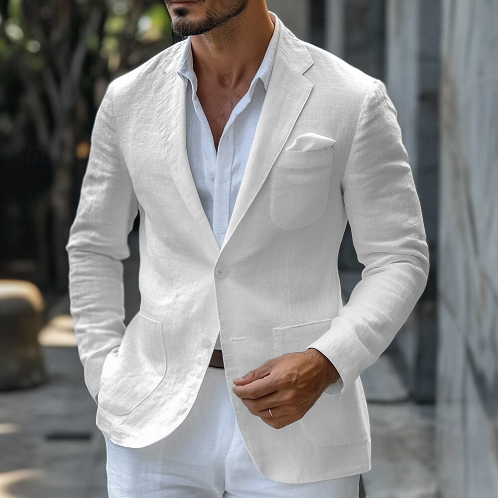 Blazer d'été en lin pour homme - Coupe slim et légère