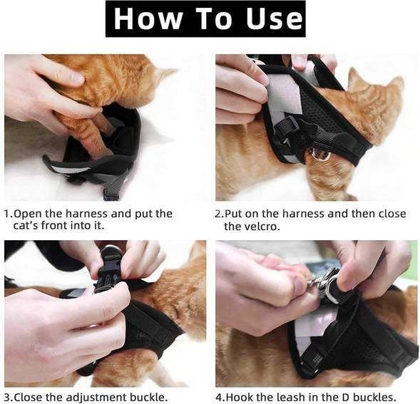 Arnés para gatos ajustable, transpirable y luminoso