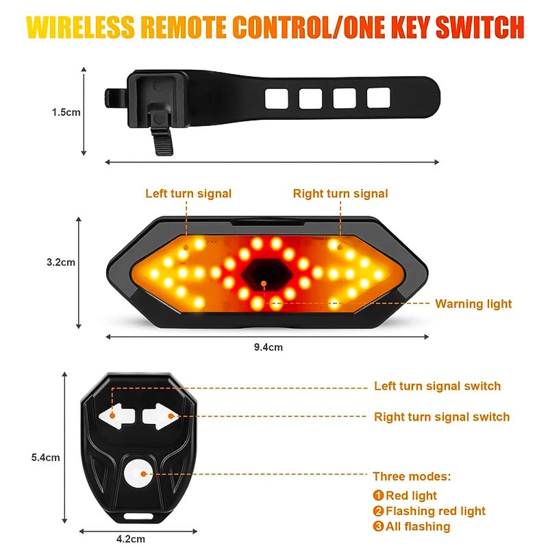 Wireless rear light with flashing