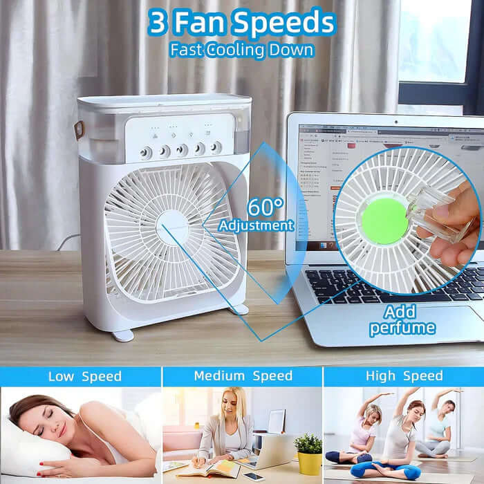 Refrigerador de ar portátil 3 em 1 com LED