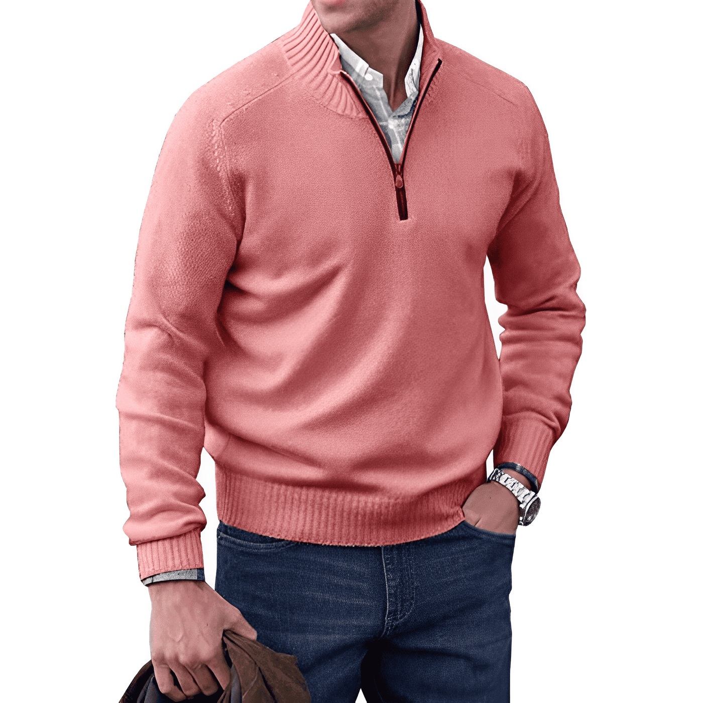 Elegante Jersey de Benoit da Caxemira com zíper
