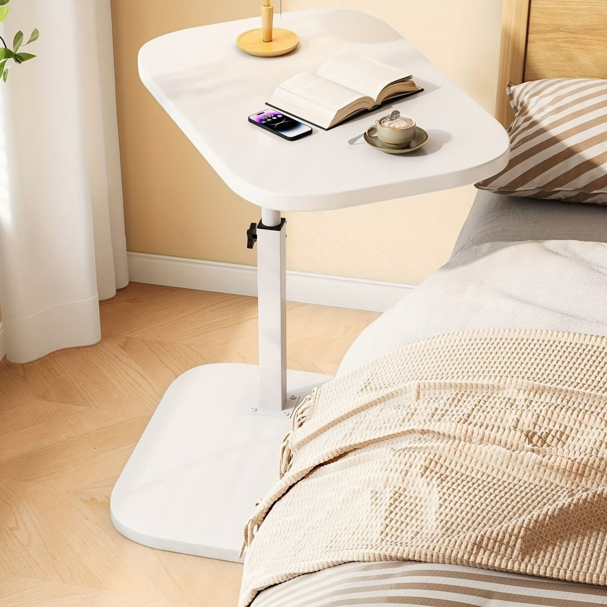 ADJUSTA - Mesa auxiliar regulable con tablero de madera y estructura de metal