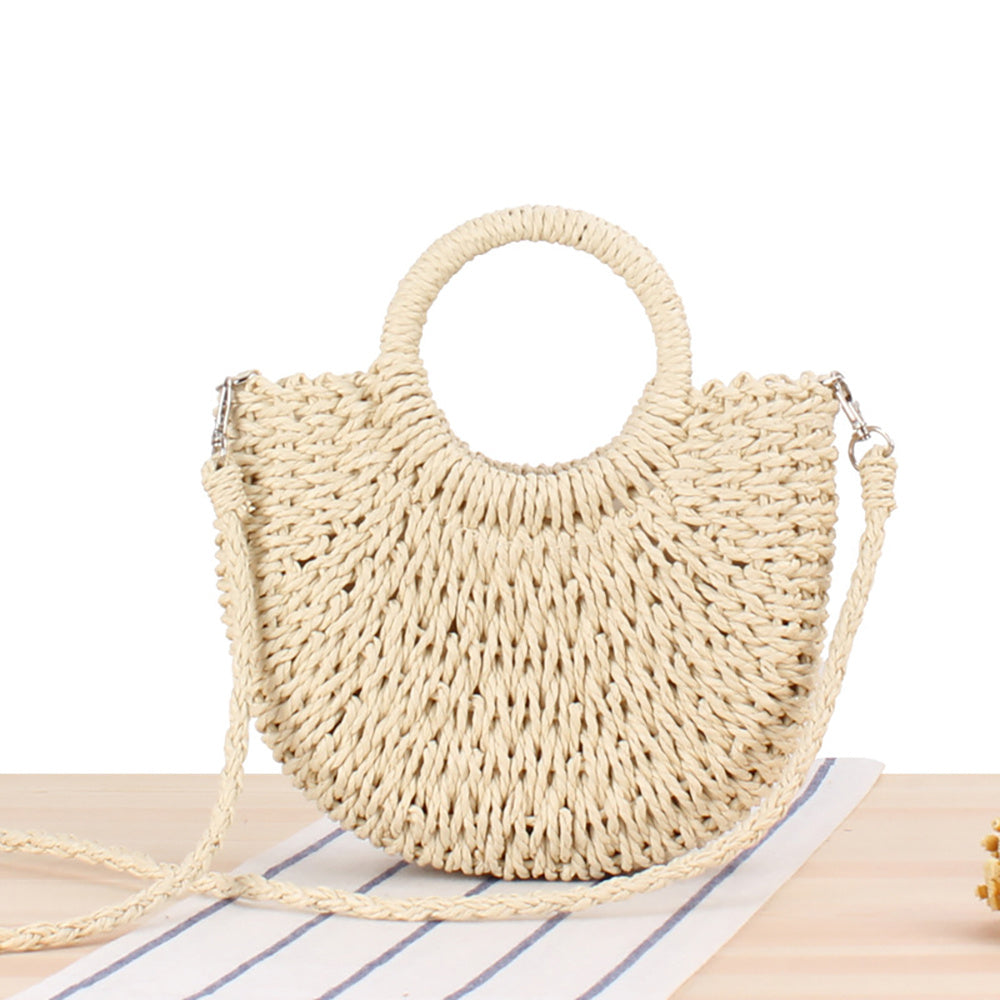 Alyssa | Bolsa de palha meio -canela para senhora