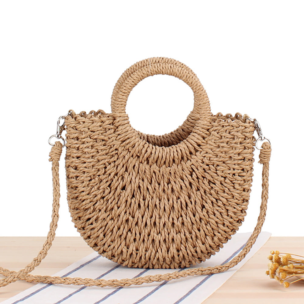 Alyssa | Bolsa de palha meio -canela para senhora