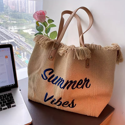 Amara | Bolsa de verão com borlas e cartas bordadas