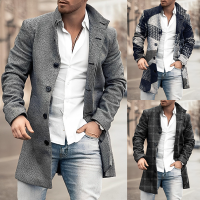 Casaco de lã para homens com botões de moda
