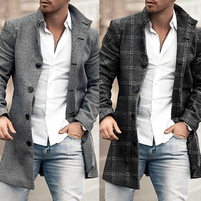 Casaco de lã para homens com botões de moda
