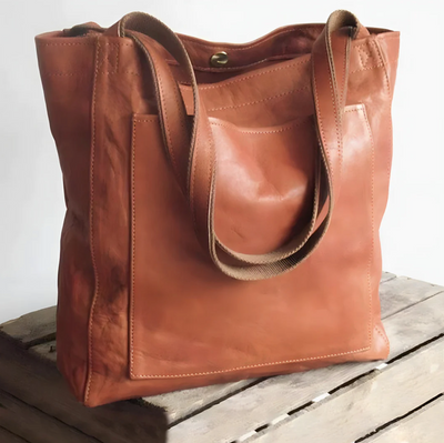 Bola de Lady de Couro Madeirada Elegante e Espaçosa | Bolsa de couro elegante e espaçosa