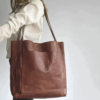 Bola de Lady de Couro Madeirada Elegante e Espaçosa | Bolsa de couro elegante e espaçosa