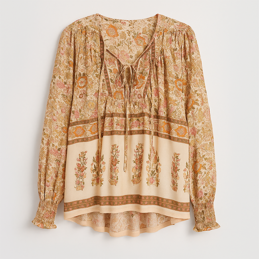 Boho blouse apricot
