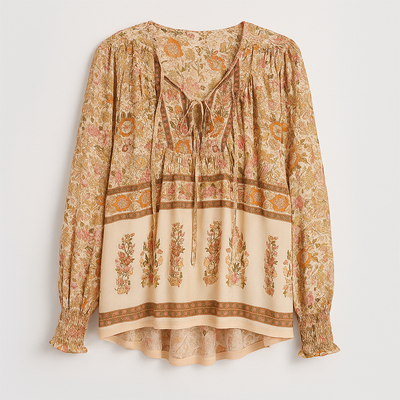 Boho blouse apricot