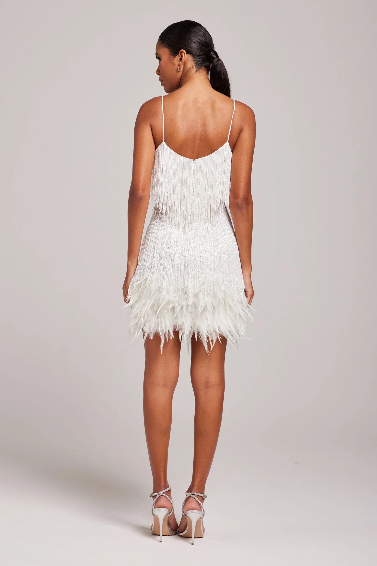 Cocktailkleid für Damen mit Fransen und Federn