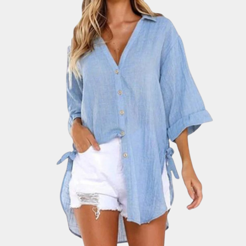 Blusa Blue Mulher Big Soft Style Casual Style
