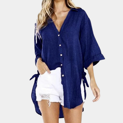 Blusa Blue Mulher Big Soft Style Casual Style