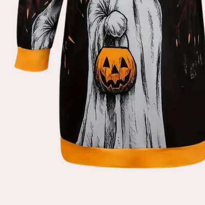 Vestido de Halloween con capucha, estampado con motivos de fantasmas y calabazas