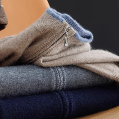 Jaqueta Zip Caxemira para homens quentes e elegantes