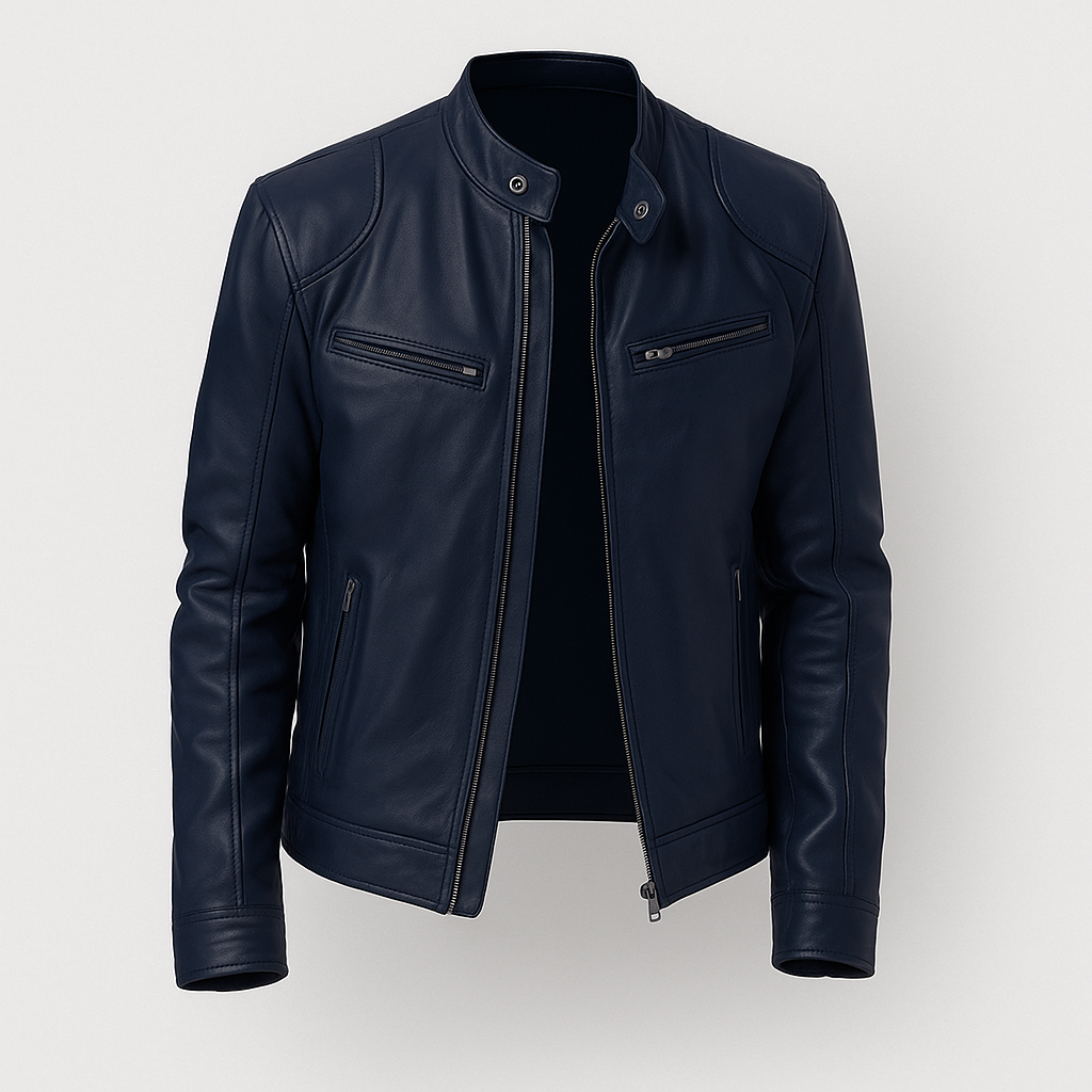 Giacca Brodie in pelle PU-PU con collo alto