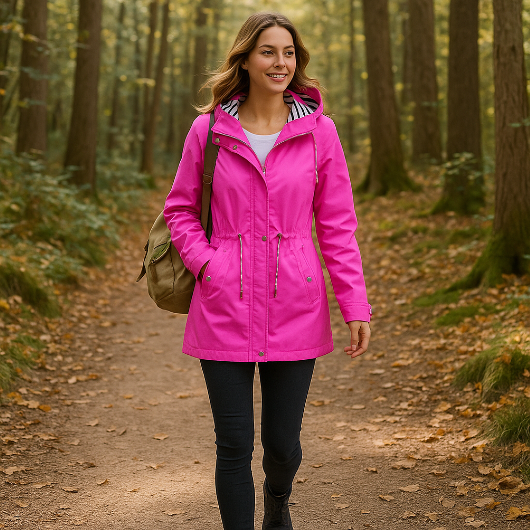 Beatrice | Parka impermeable - Corte ajustable con forro a rayas en la capucha