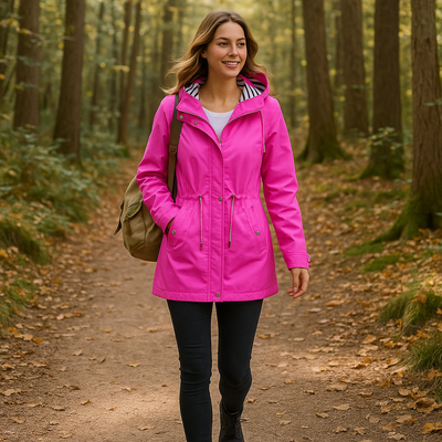 Beatrice | Parka impermeable - Corte ajustable con forro a rayas en la capucha