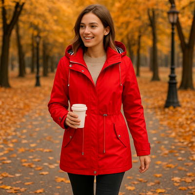 Beatrice | Parka impermeable - Corte ajustable con forro a rayas en la capucha